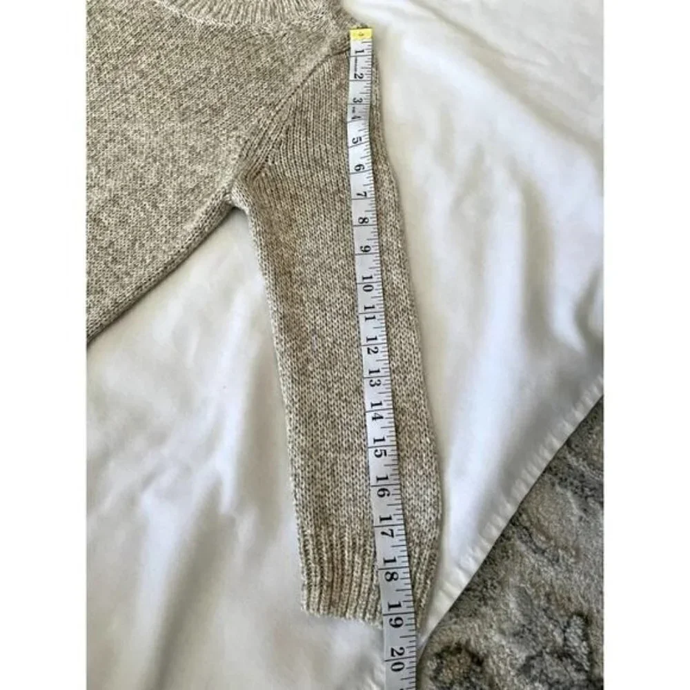 J. CREW Women's Sweater Sz Small Oatmeal Knit Ribbed Collar Hem Wrist Soft NEW